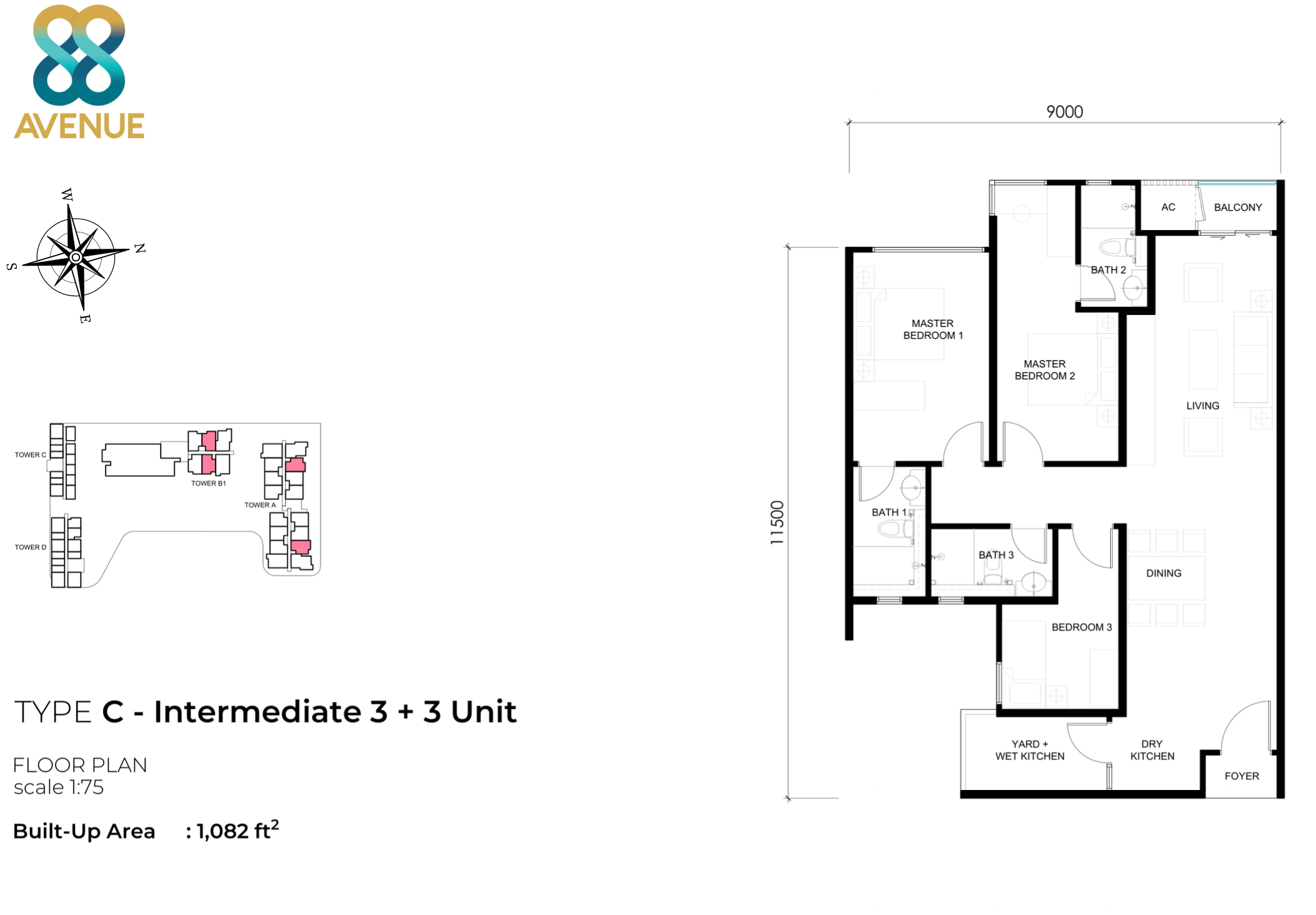 Type C - 1082 sqft