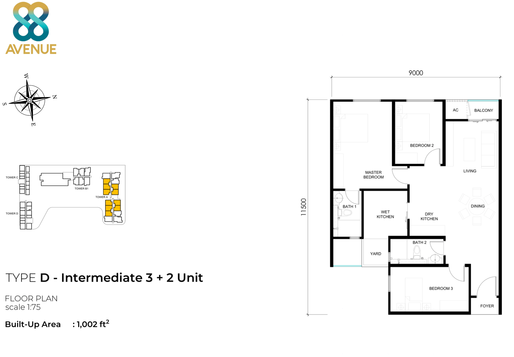 Type D - 1002 sqft